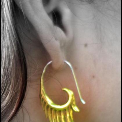 Tribal Brass Earring Angel Wing