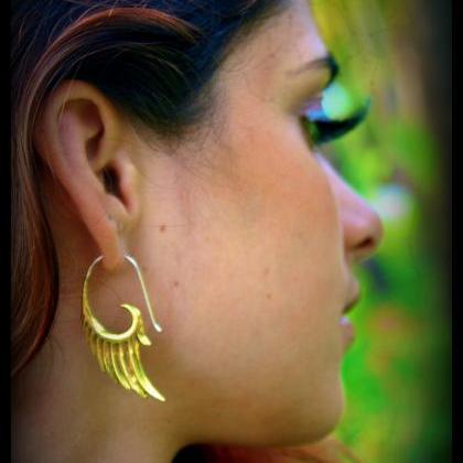 Tribal Brass Earring Angel Wing