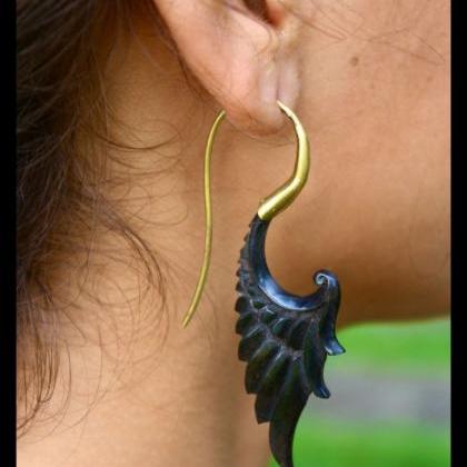 Horn & Brass Earring Angel Wing