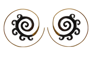 Horn & Brass Earring Internal Spiral